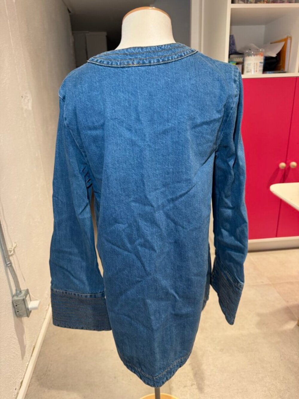 Free People Denim Tunic Dress V Neck M - Picture 3 of 4